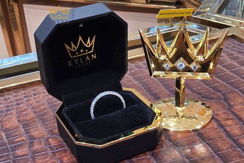 Vành Bezel Rolex vàng trắng 18k Au750 đính kim cương