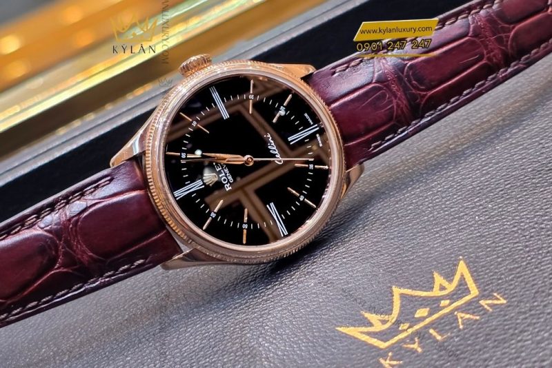 Đồng hồ Rolex Cellini Time 50505-0009 mặt số đen, cọc số La Mã