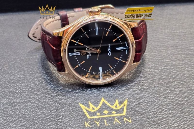 Đồng hồ Rolex Cellini Time 50505-0009 mặt số đen, cọc số La Mã