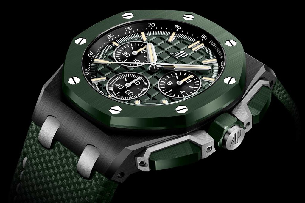 Kỳ Lân Luxury Dong ho bam gio Royal Oak Offshore Selfwinding 42mm bang gom xanh la cay va den Phiên bản mới Royal Oak Offshore và Code 11.59 của Audemars Piguet