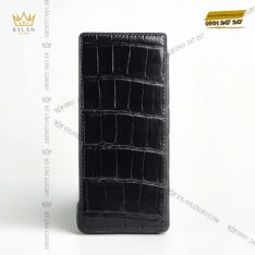 Bao da điện thoại Samsung Z Fold 6 da cá sấu màu đen