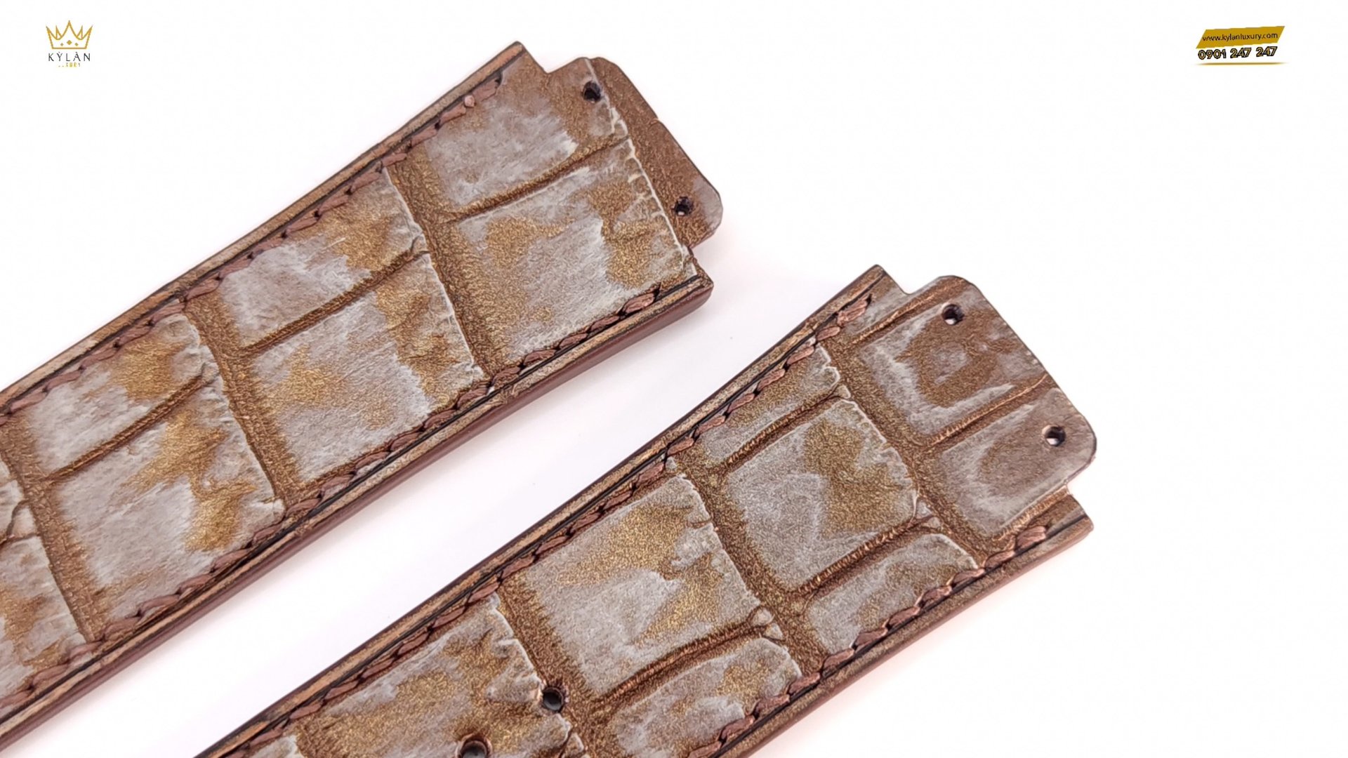 Kỳ Lân Luxury day dong ho hublot alligator caramel 3 Dây đồng hồ Hublot Alligator Caramel