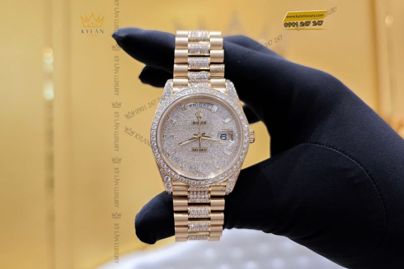 Kỳ Lân Luxury dong ho Rolex Day Date 228238 custom kim cuong 5 Đồng hồ Rolex Day-Date 228238 custom kim cương