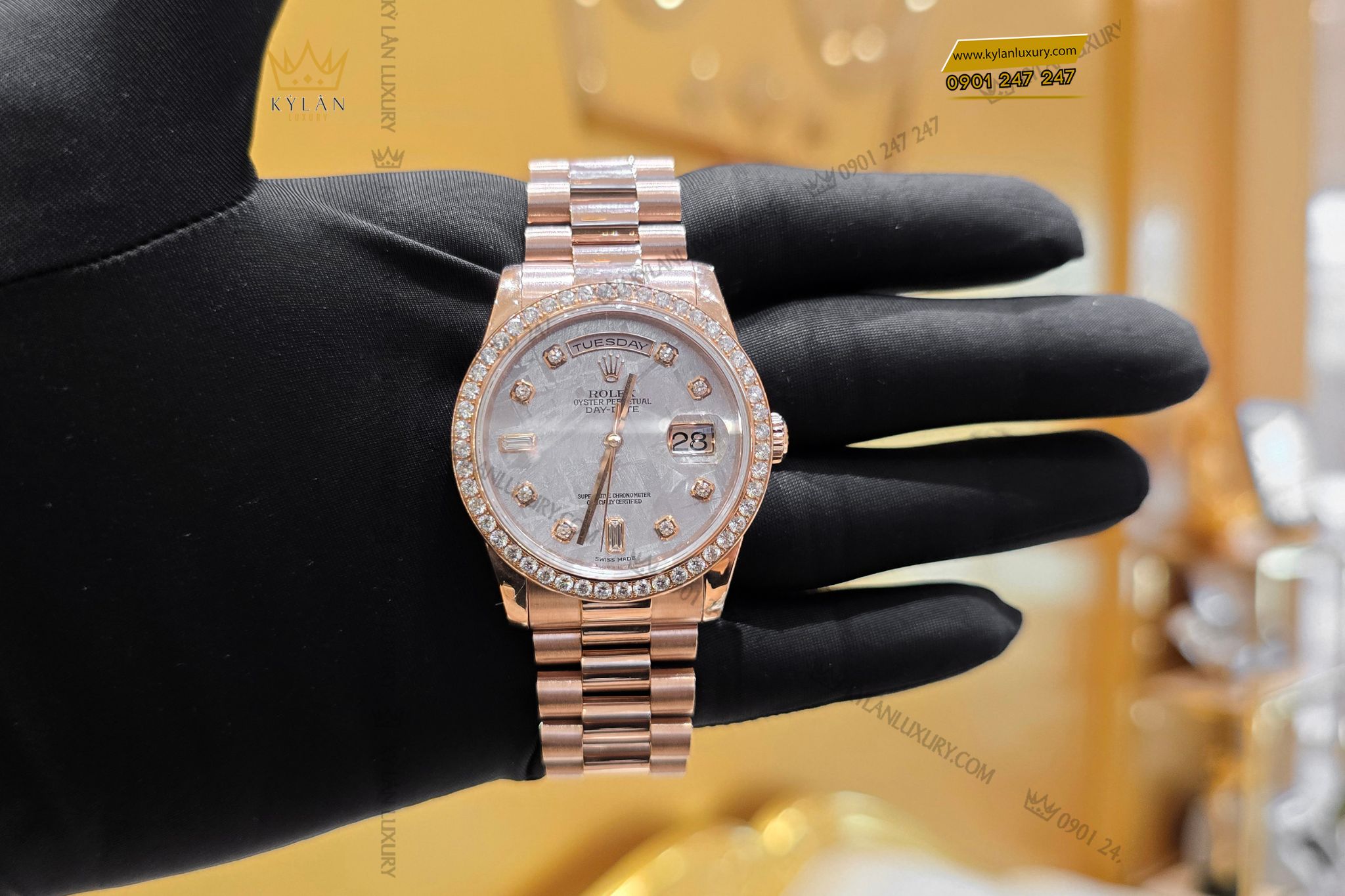 Kỳ Lân Luxury dong ho Rolex Day Date 36 128345RBR mat thien thach 19 Đồng hồ Rolex Day-Date 36 128345RBR mặt thiên thạch
