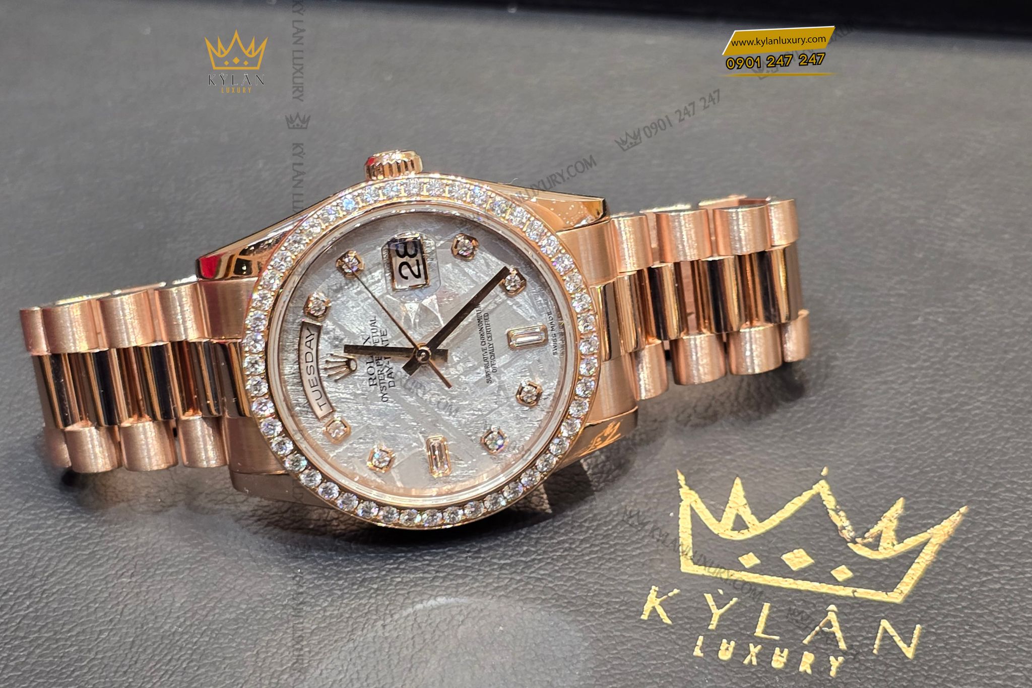 Kỳ Lân Luxury dong ho Rolex Day Date 36 128345RBR mat thien thach 21 Đồng hồ Rolex Day-Date 36 128345RBR mặt thiên thạch