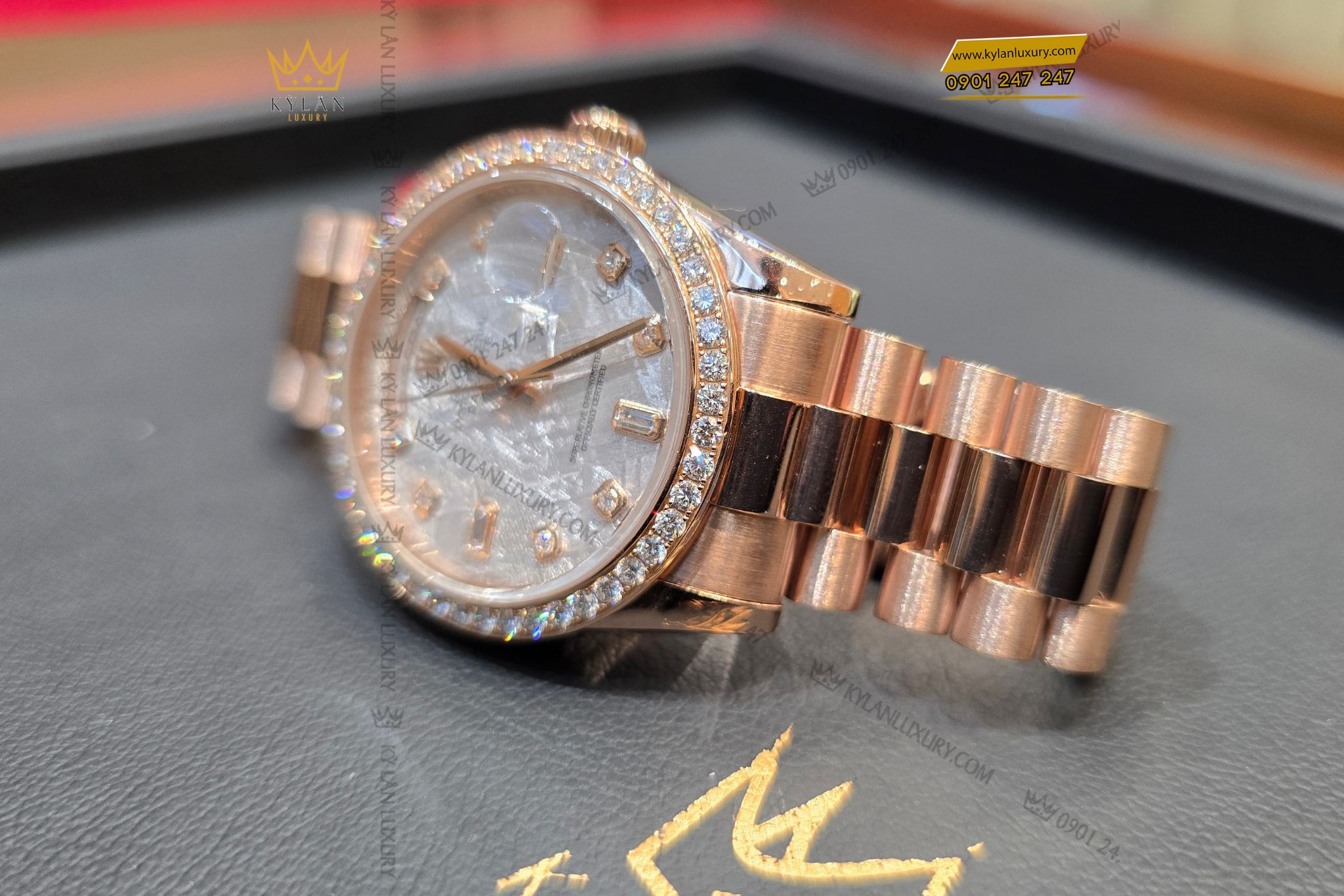 Kỳ Lân Luxury dong ho Rolex Day Date 36 128345RBR mat thien thach 23 Đồng hồ Rolex Day-Date 36 128345RBR mặt thiên thạch