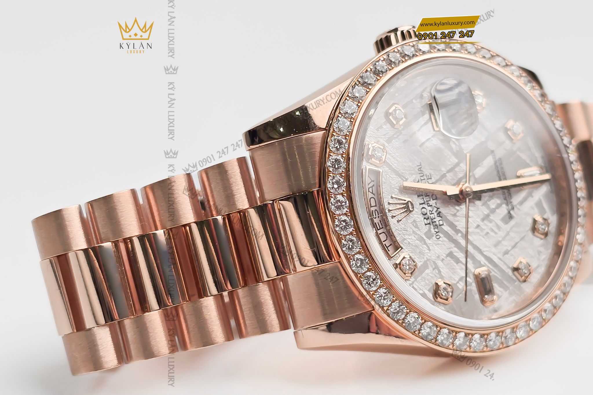 Kỳ Lân Luxury dong ho Rolex Day Date 36 128345RBR mat thien thach 24 Đồng hồ Rolex Day-Date 36 128345RBR mặt thiên thạch