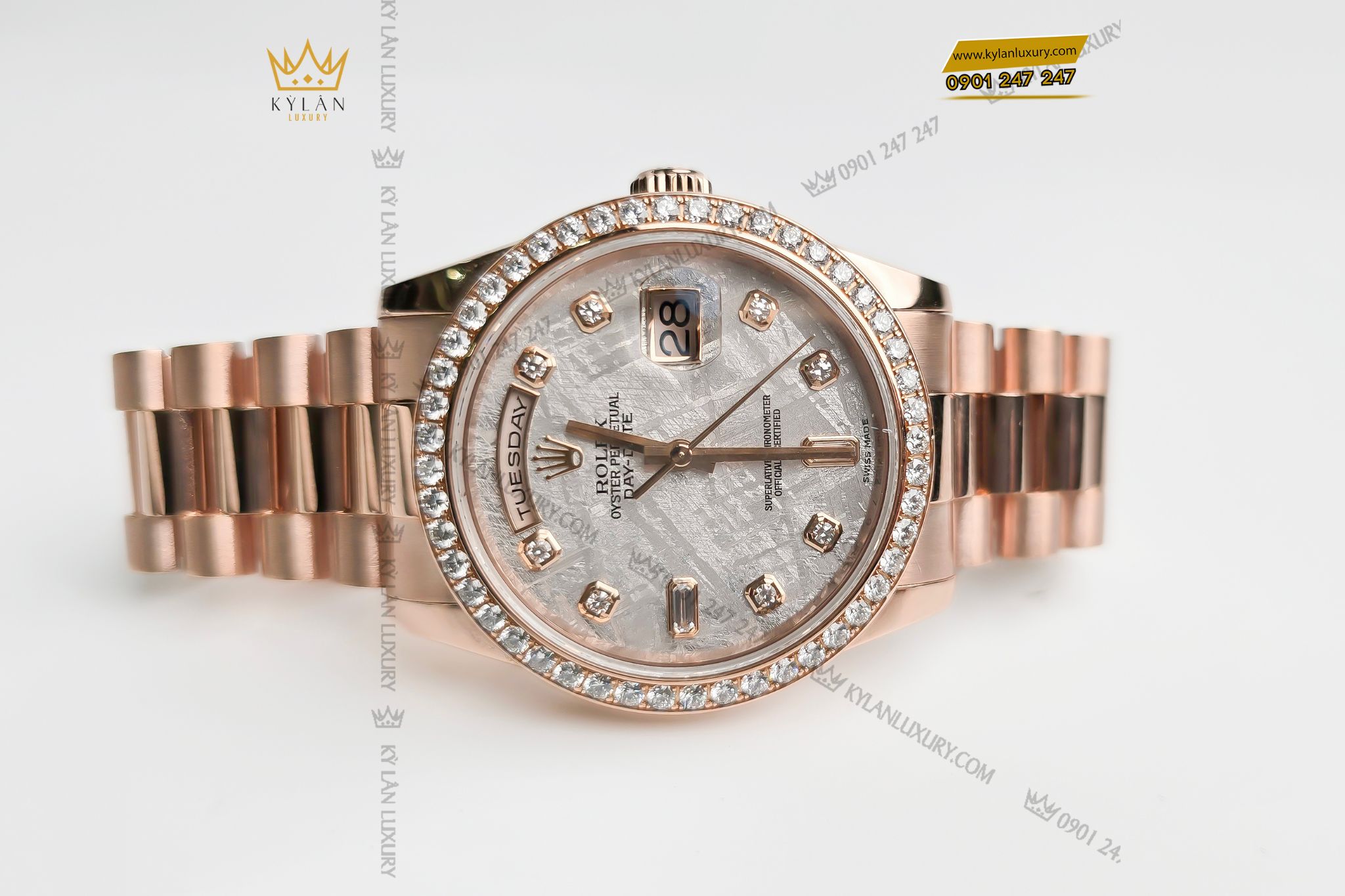 Kỳ Lân Luxury dong ho Rolex Day Date 36 128345RBR mat thien thach 25 Đồng hồ Rolex Day-Date 36 128345RBR mặt thiên thạch