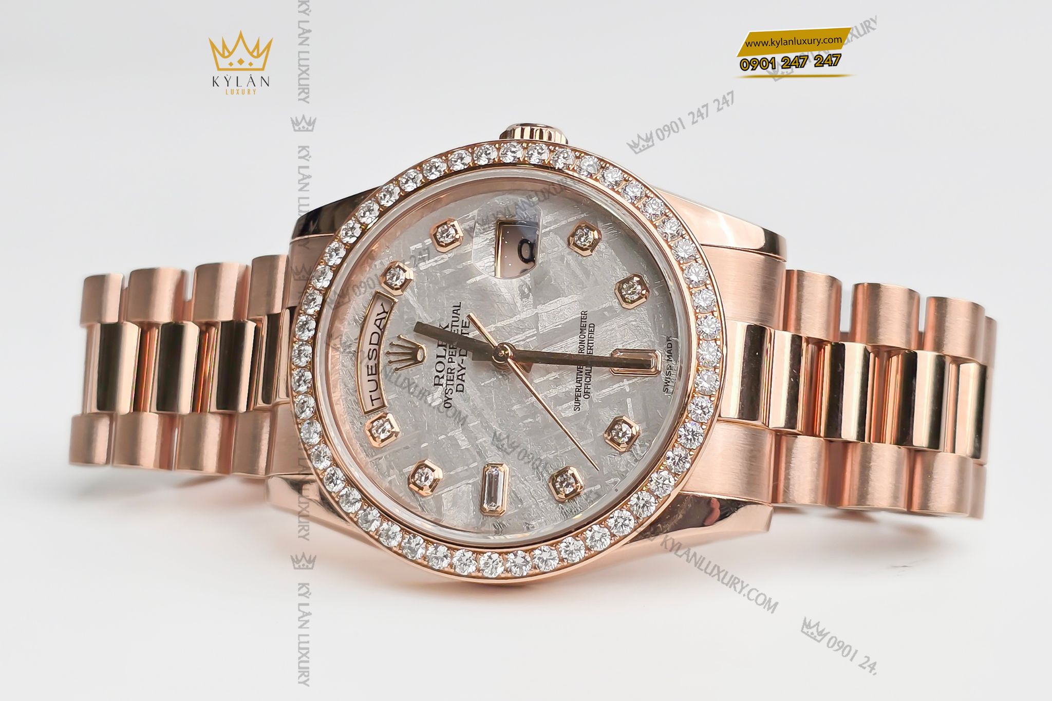 Kỳ Lân Luxury dong ho Rolex Day Date 36 128345RBR mat thien thach 26 Đồng hồ Rolex Day-Date 36 128345RBR mặt thiên thạch