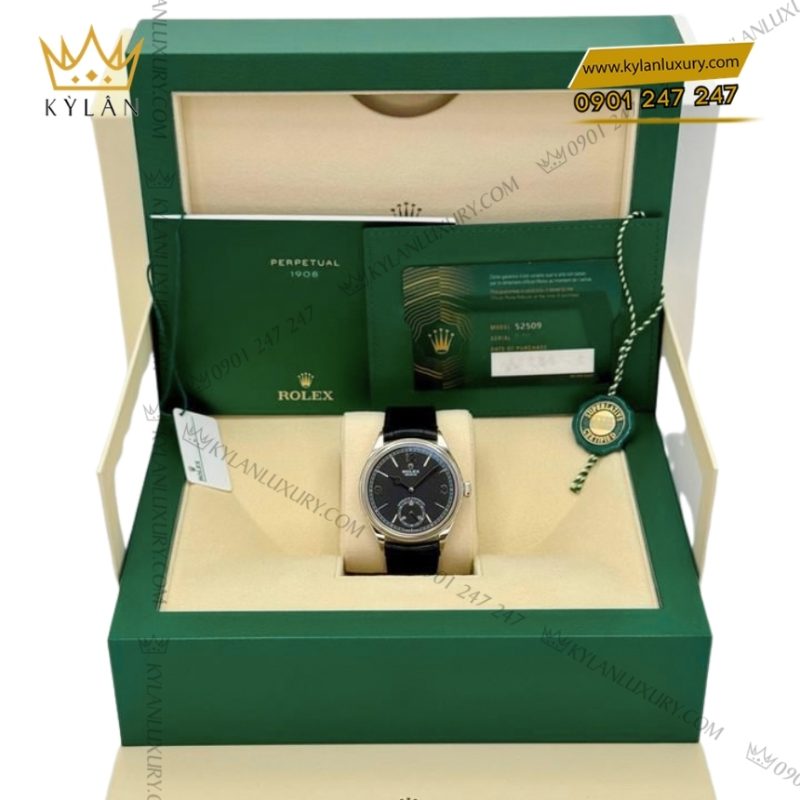 Đồng hồ Rolex 1908 vàng trắng mặt số đen 52509-0002