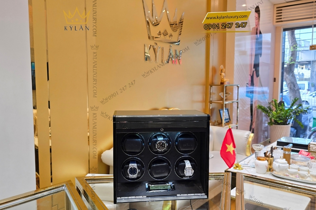 Kỳ Lân Luxury hop xoay dong ho driklux cao cap 6 ngan xoay 6 Hộp xoay đồng hồ Driklux cao cấp 6 ngăn xoay