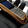 Vertu Constellation bọc vàng da nâu