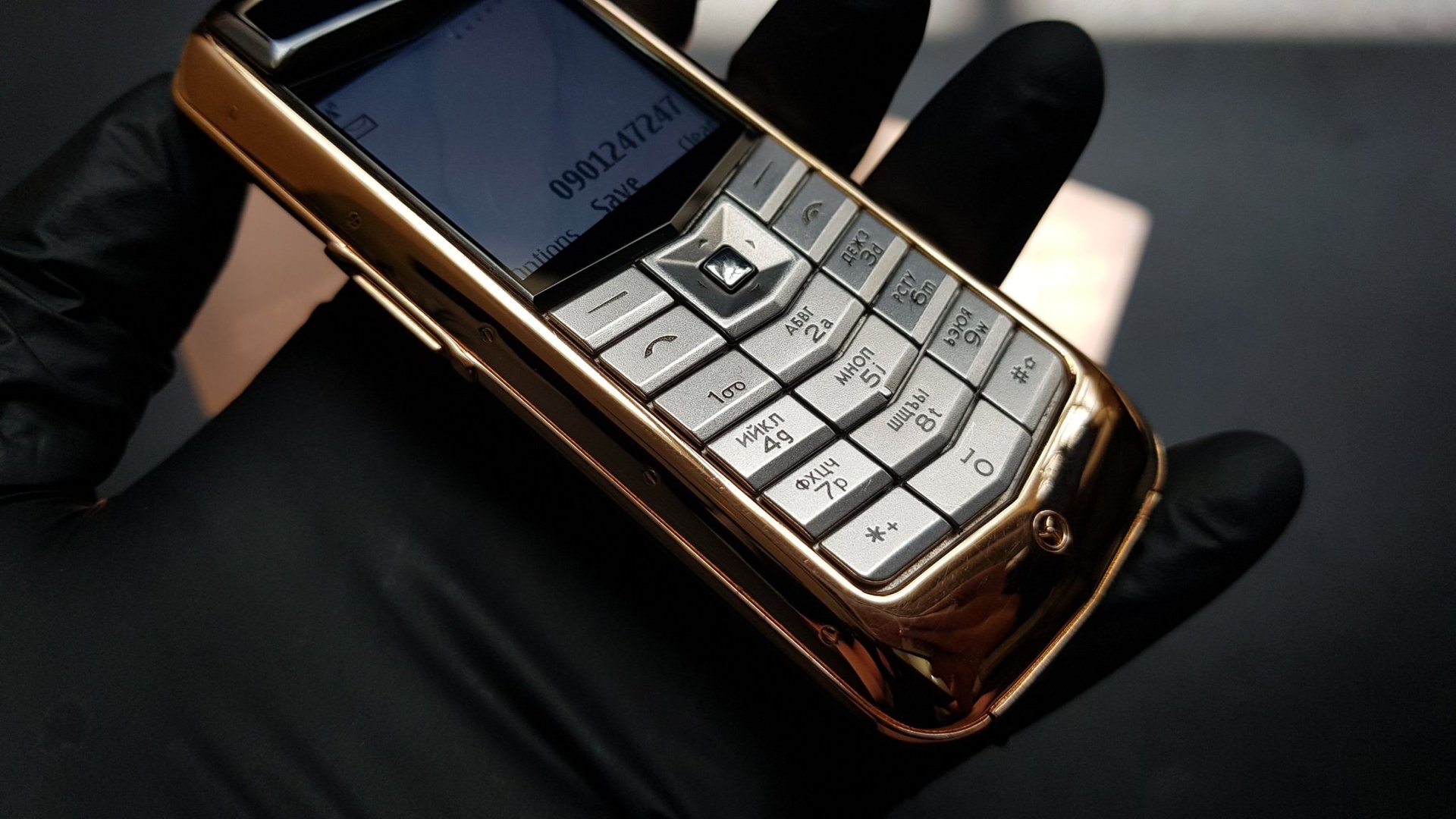 Kỳ Lân Luxury vertu constellation boc da nau 28 Vertu Constellation bọc vàng da nâu