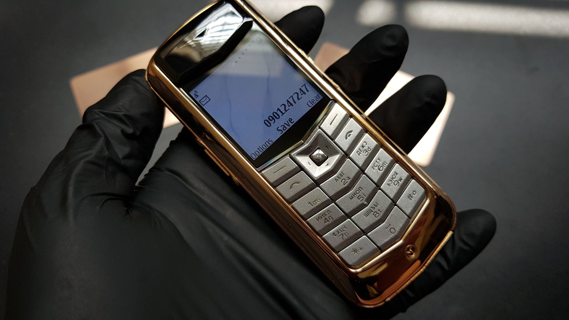 Kỳ Lân Luxury vertu constellation boc da nau 7 Vertu Constellation bọc vàng da nâu