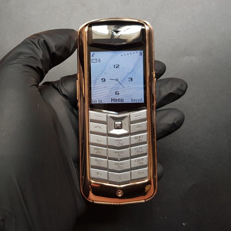 Vertu Constellation bọc vàng da nâu