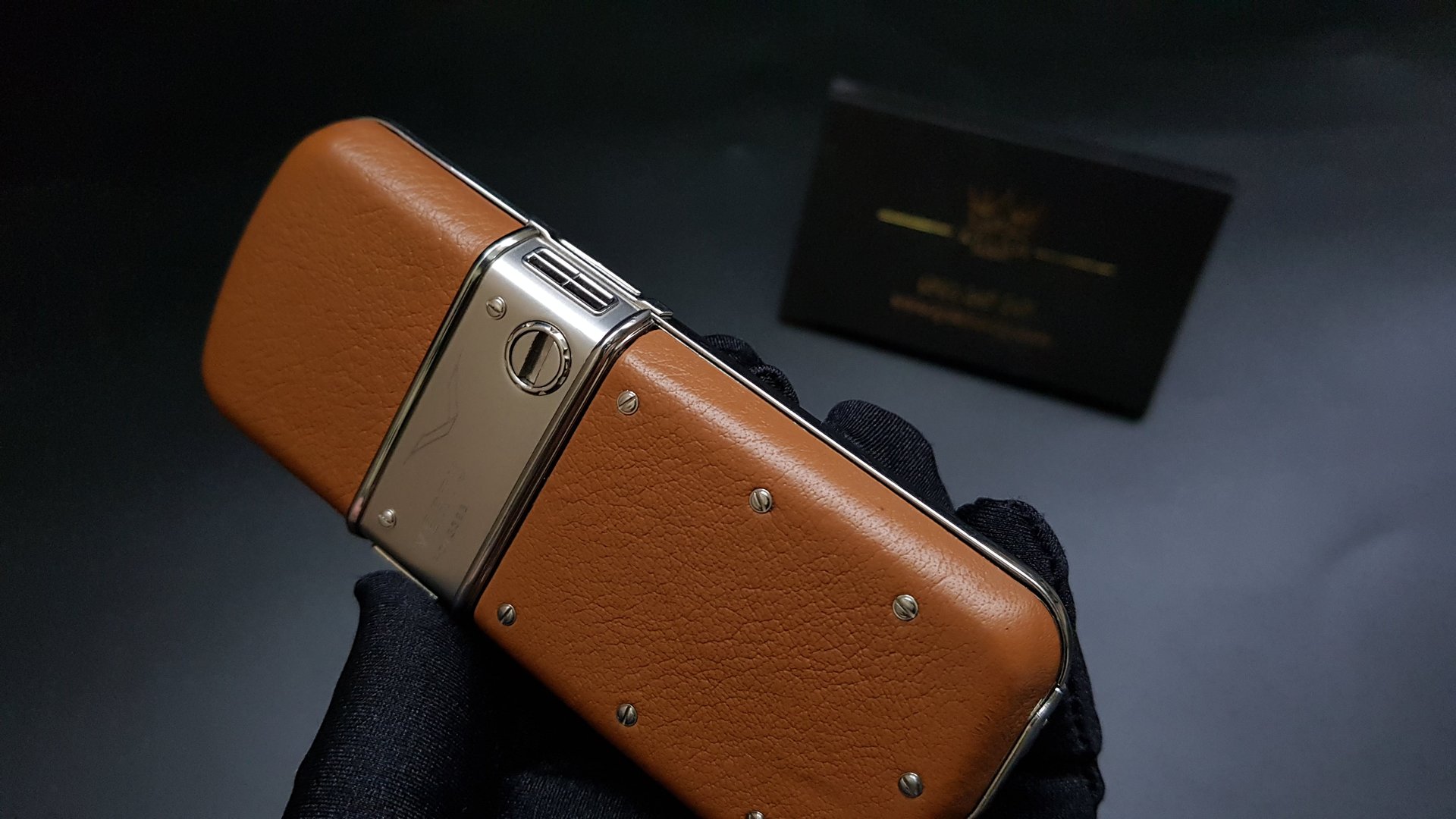 Kỳ Lân Luxury vertu constellation da nau 7 Vertu Constellation bọc da Nâu