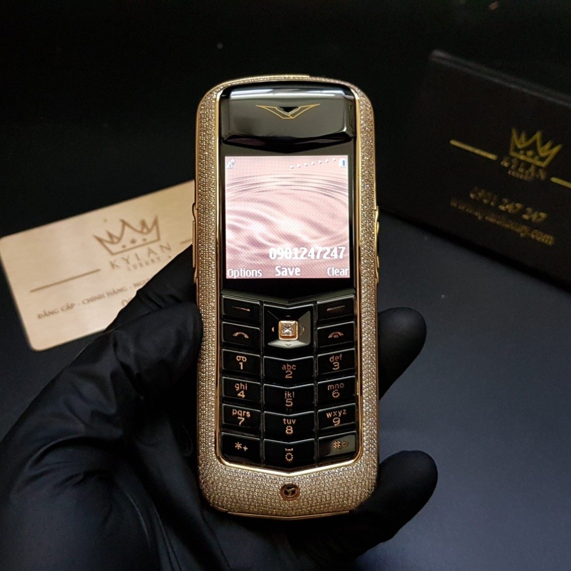 Kỳ Lân Luxury vertu constellation vang khoi full kim cuong 2 Vertu Constellation vàng khối đính full kim cương