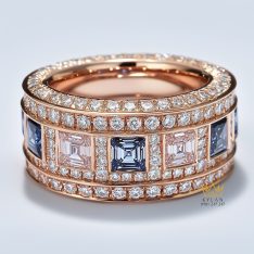 Nhẫn Astria vàng nguyên khối Au750 đính đá quý xanh