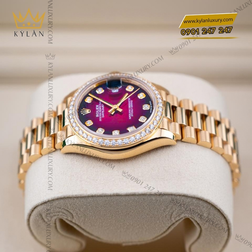 Kỳ Lân Luxury dong ho rolex datejust 31 278288rbr mat do ombre 5 Đồng hồ Rolex Datejust 31 278288RBR-0041 mặt đỏ Ombre