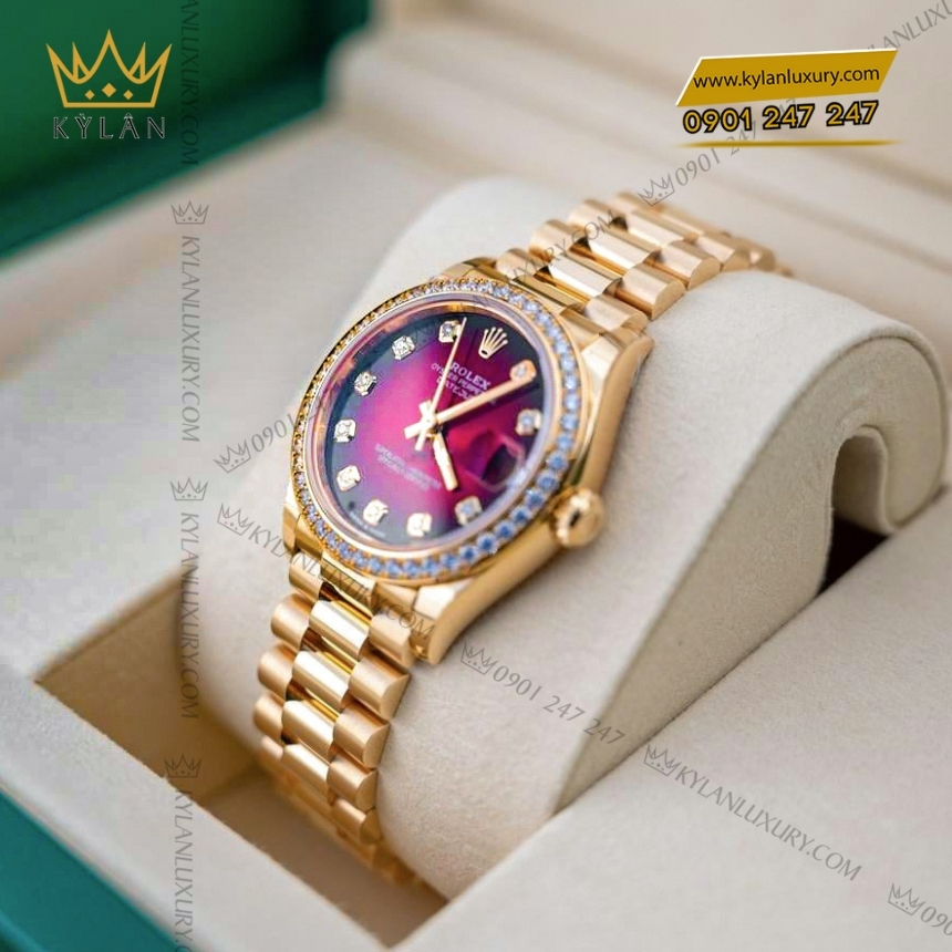 Kỳ Lân Luxury dong ho rolex datejust 31 278288rbr mat do ombre 6 Đồng hồ Rolex Datejust 31 278288RBR-0041 mặt đỏ Ombre