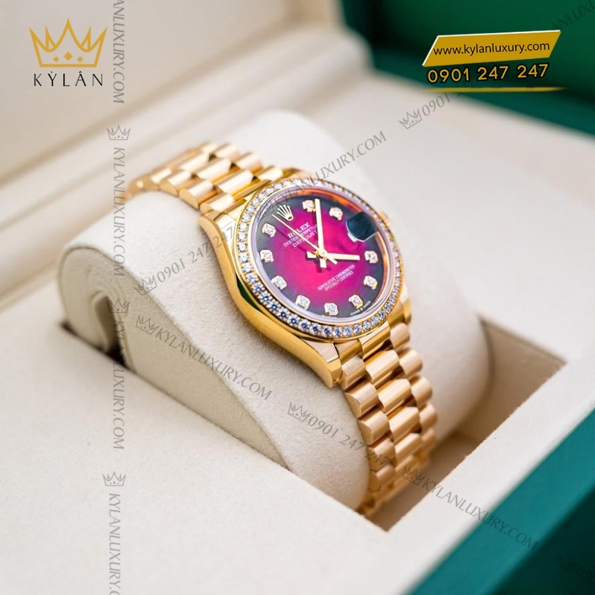 Kỳ Lân Luxury dong ho rolex datejust 31 278288rbr mat do ombre 9 Đồng hồ Rolex Datejust 31 278288RBR-0041 mặt đỏ Ombre