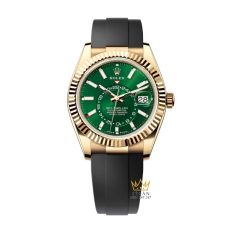 Đồng hồ Rolex Sky Dweller mặt xanh lá dây cao su 336238-0004