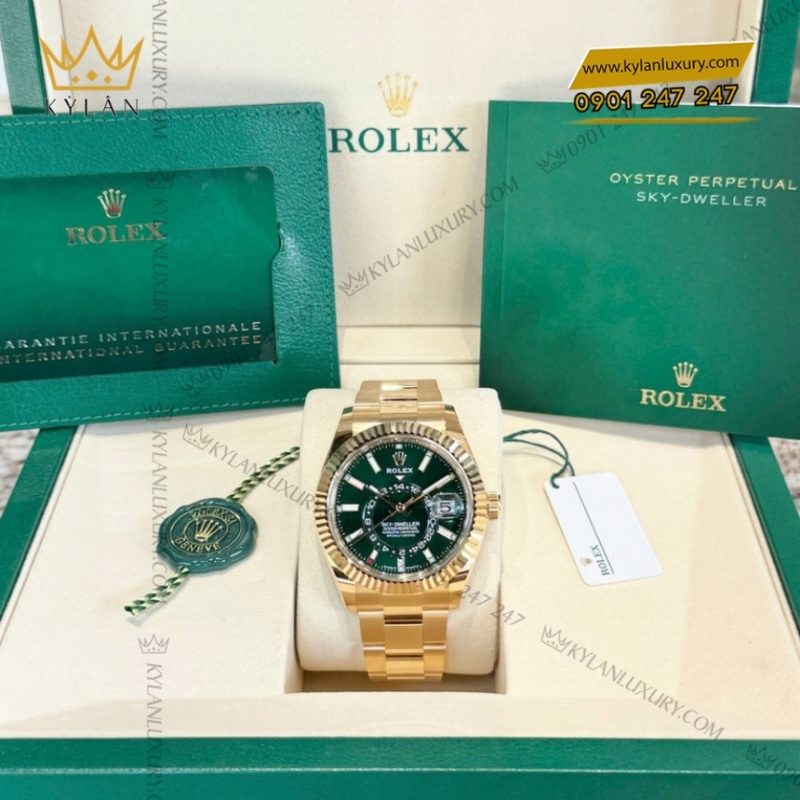 Đồng hồ Rolex Sky Dweller xanh lá dây oyster 336938-0007