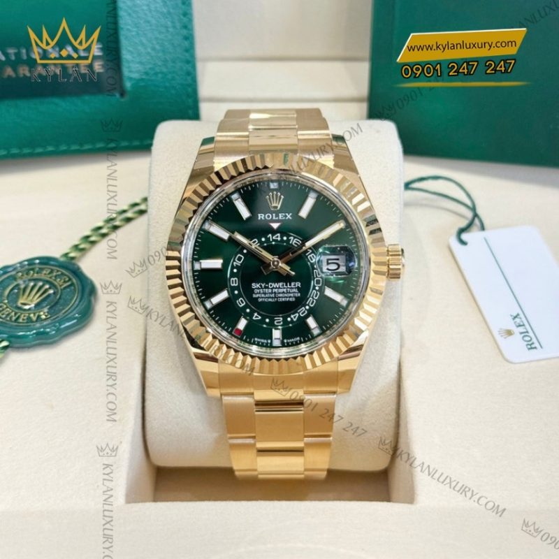 Đồng hồ Rolex Sky Dweller xanh lá dây oyster 336938-0007
