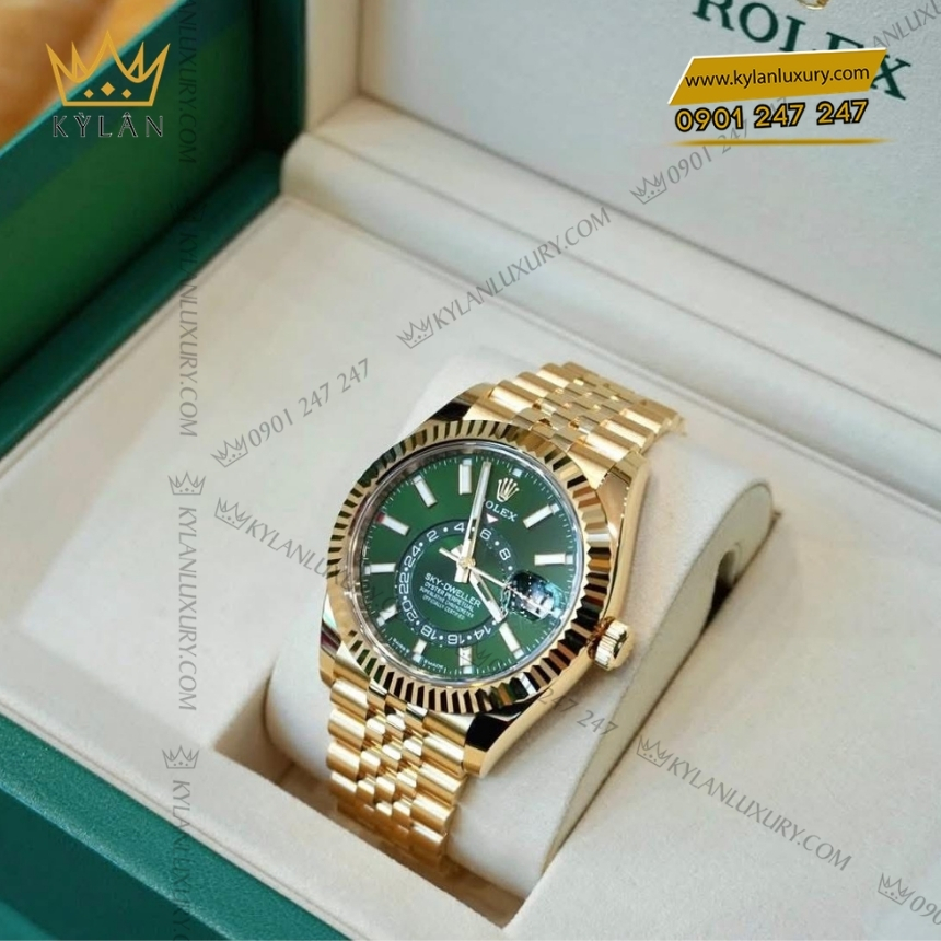 Kỳ Lân Luxury dong ho rolex sky dweller 42 336938 mat xanh la 7 Đồng hồ Rolex Sky Dweller mặt xanh lá 336938-0008