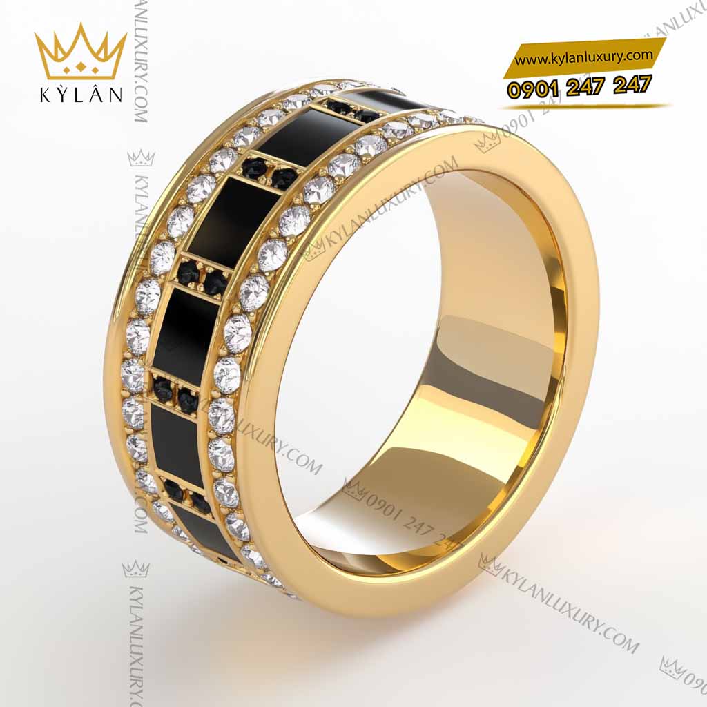 Nhẫn Baron vàng nguyên khối Au750 đính đá quý