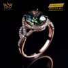 Nhẫn vàng hồng nguyên khối Au750 đính đá quý xanh