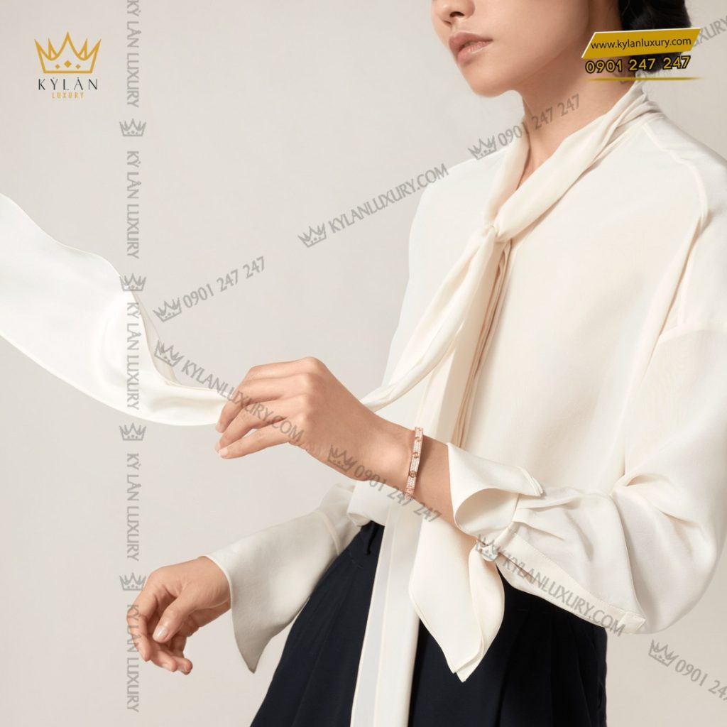 Kỳ Lân Luxury vong tay cartier full diamond 3 Vòng tay vàng hồng nguyên khối Au750 đính kim cương