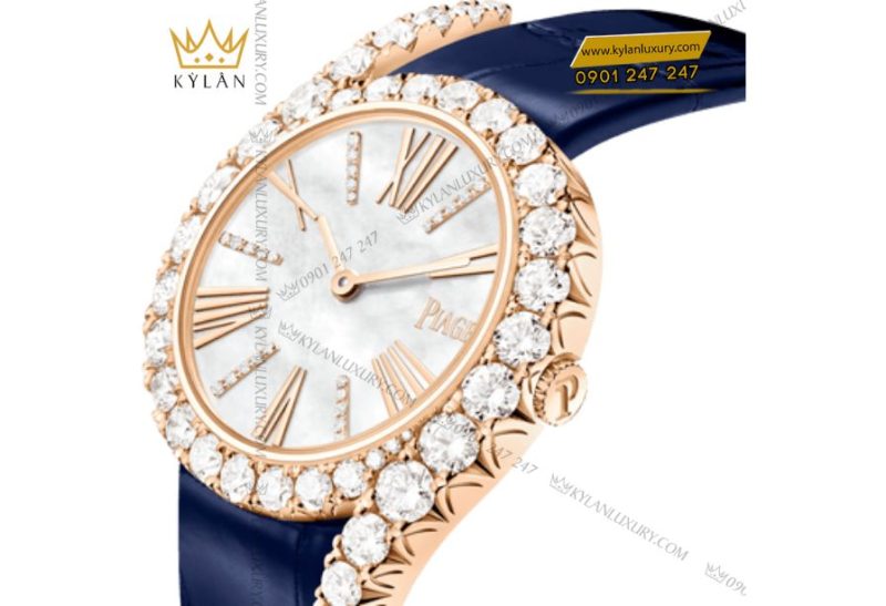 Đồng hồ Piaget Limelight Gala Precious làm từ vàng hồng 18K, nổi bật những viên kim cương tinh xảo trên vòng bezel