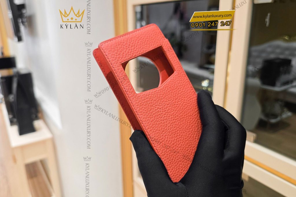Kỳ Lân Luxury Bao da dien thoai man hinh gap Vertu Ironflip da Togo mau cam do 7 Bao da điện thoại Metavertu 2 da Togo màu cam đỏ