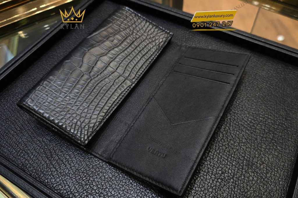 Kỳ Lân Luxury Bao da vi Vertu da ca sau Alligator mau den 3 Bao da ví Vertu Aster P da cá sấu Alligator màu đen