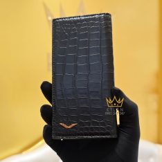 Bao da ví Vertu Aster P da cá sấu Alligator màu đen