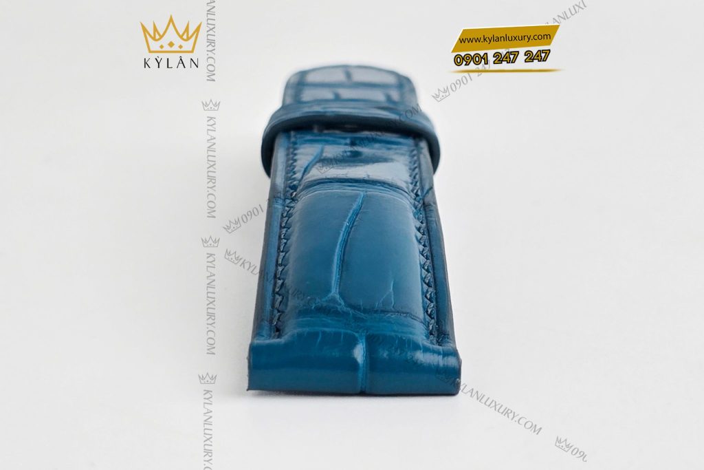 Kỳ Lân Luxury Day dong ho da ca sau mau xanh Navy 11 Dây đồng hồ da cá sấu màu xanh Navy