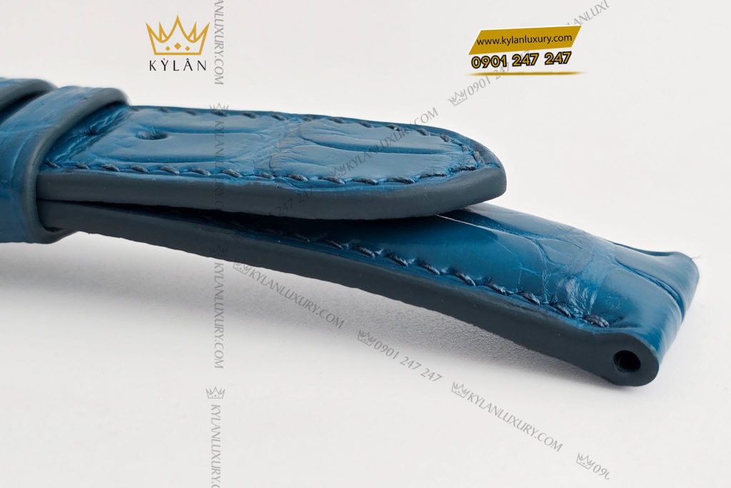 Kỳ Lân Luxury Day dong ho da ca sau mau xanh Navy 14 Dây đồng hồ da cá sấu màu xanh Navy