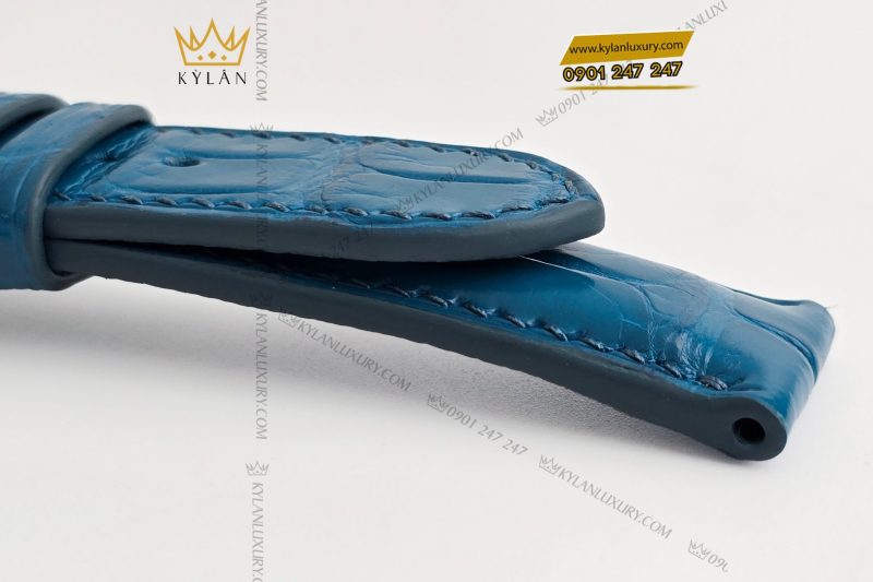 Dây đồng hồ da cá sấu màu xanh Navy