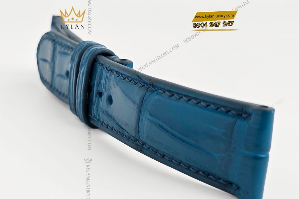 Kỳ Lân Luxury Day dong ho da ca sau mau xanh Navy 15 Dây đồng hồ da cá sấu màu xanh Navy