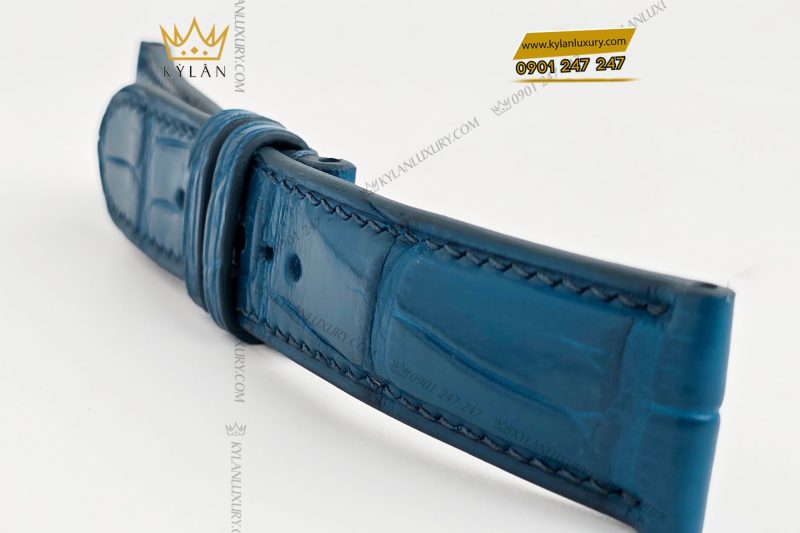 Dây đồng hồ da cá sấu màu xanh Navy