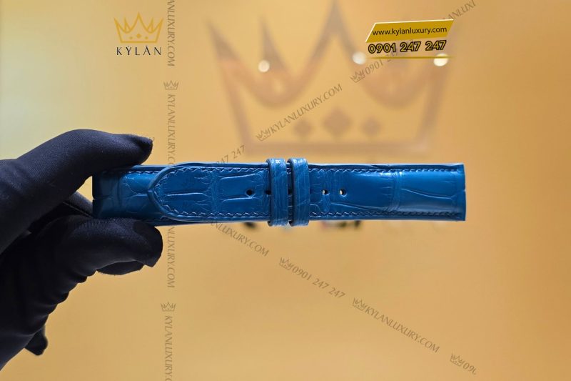 Dây đồng hồ da cá sấu màu xanh Navy