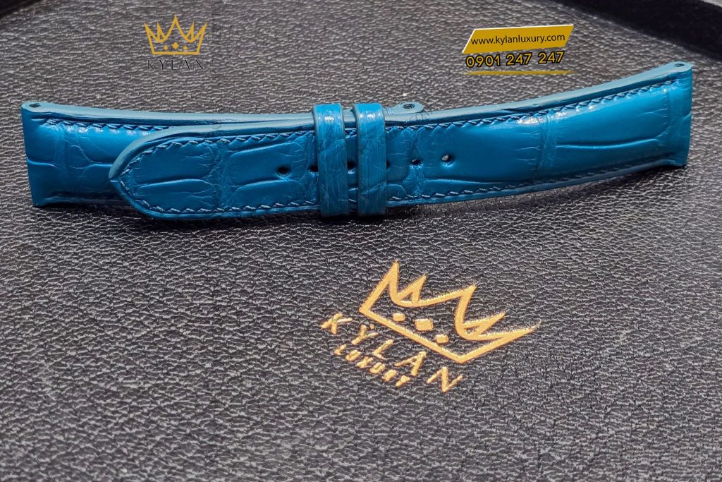 Kỳ Lân Luxury Day dong ho da ca sau mau xanh Navy 2 Dây đồng hồ da cá sấu màu xanh Navy