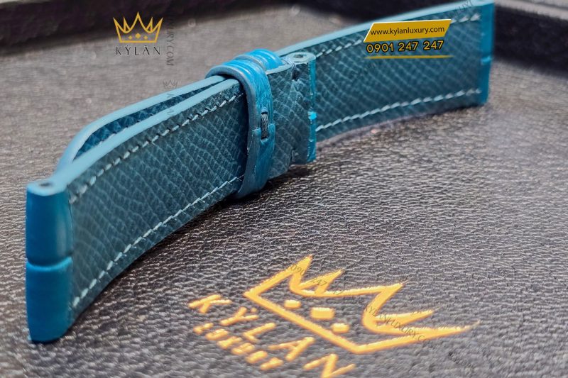 Dây đồng hồ da cá sấu màu xanh Navy