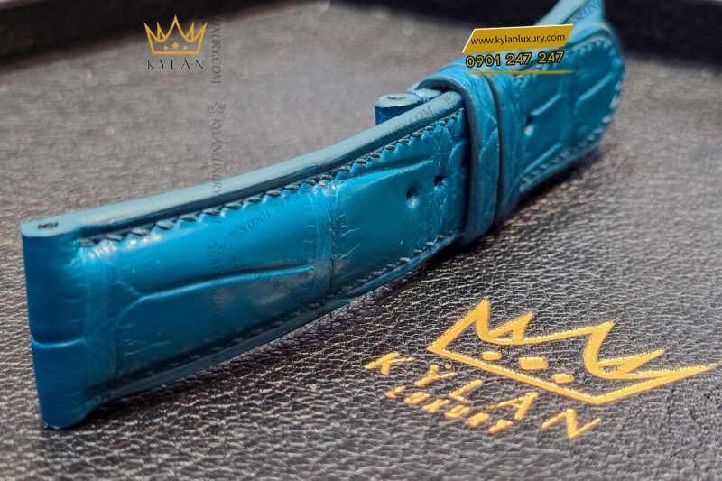 Dây đồng hồ da cá sấu màu xanh Navy