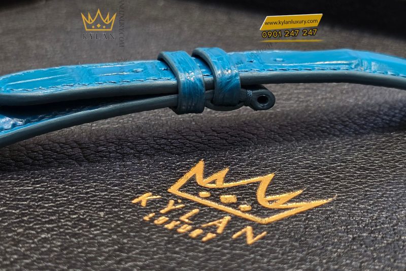 Dây đồng hồ da cá sấu màu xanh Navy