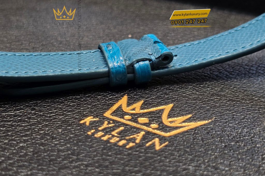 Kỳ Lân Luxury Day dong ho da ca sau mau xanh Navy 7 Dây đồng hồ da cá sấu màu xanh Navy