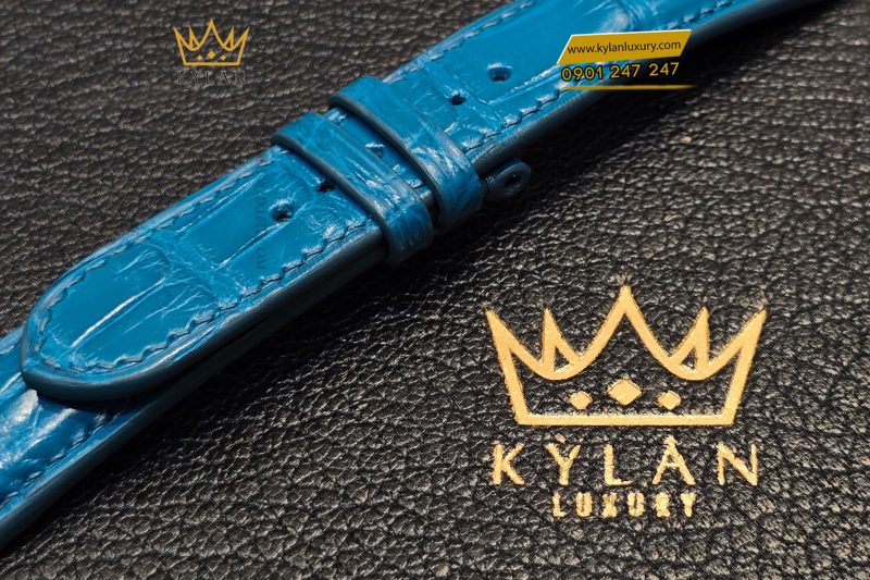 Dây đồng hồ da cá sấu màu xanh Navy