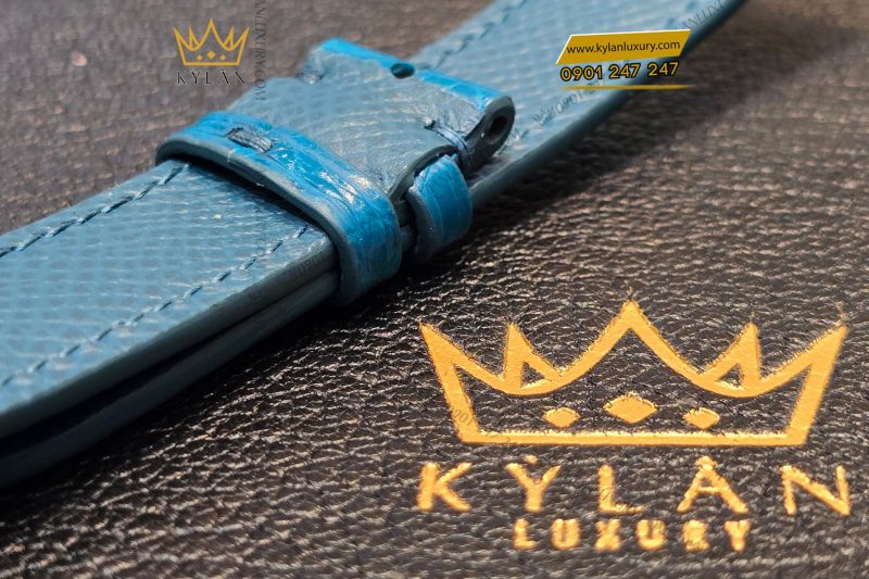 Dây đồng hồ da cá sấu màu xanh Navy