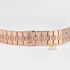 Dây đồng hồ vàng nguyên khối Au750 đính kim cương khắc tên